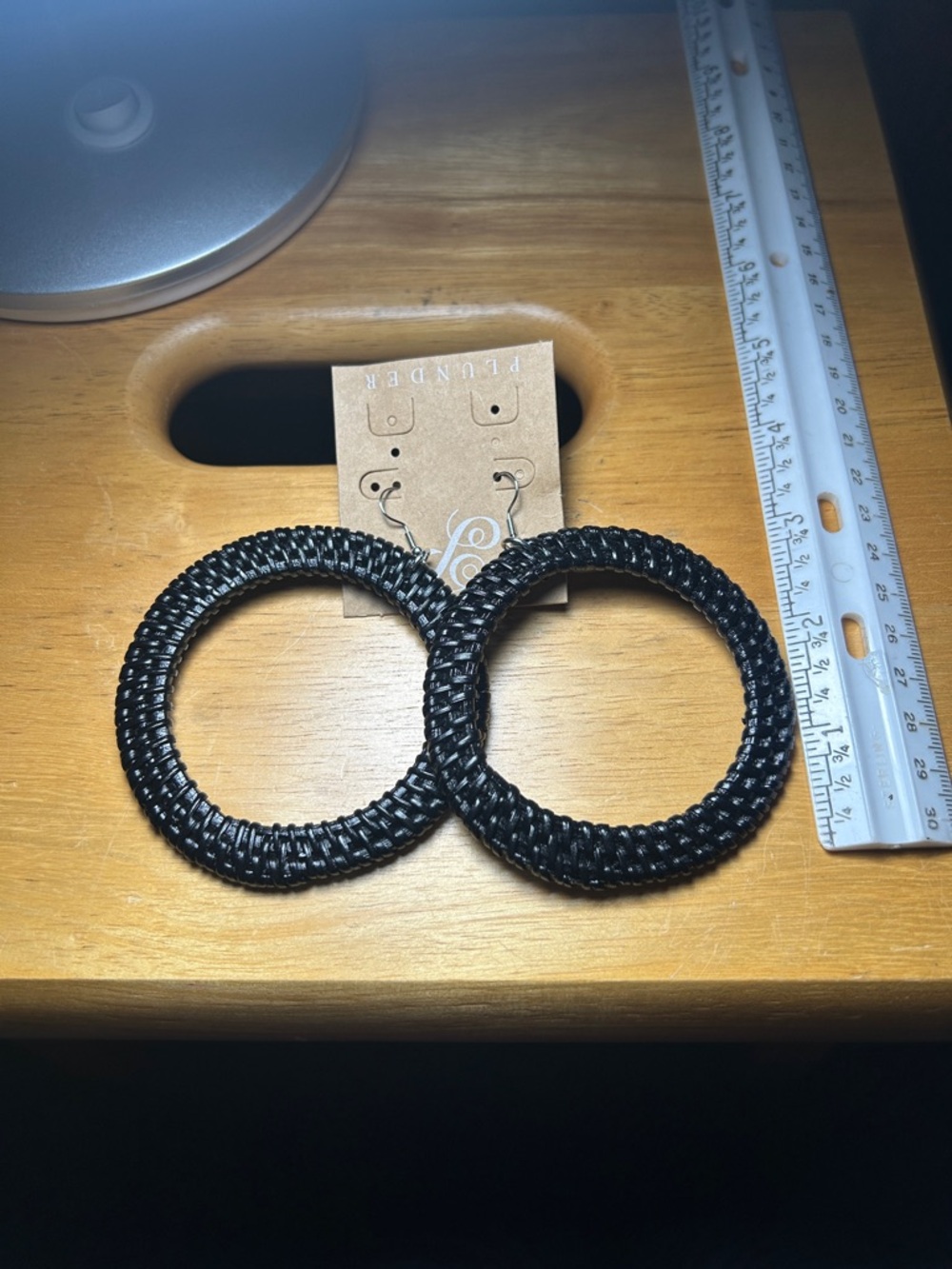 Plunder Black Braided Hoop Earrings